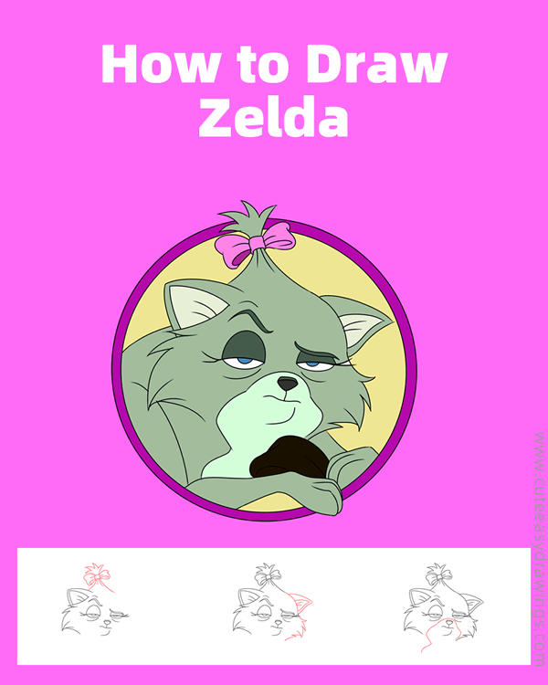 how to draw zelda from the fox and the hound - www.cuteeasydrawings.com