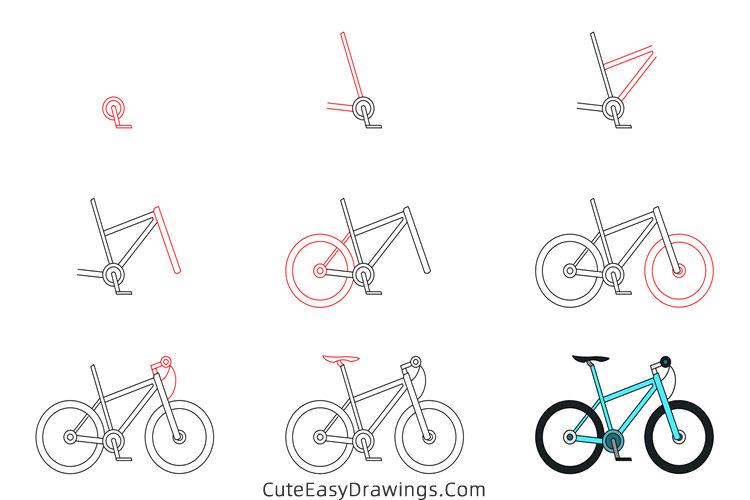 how to draw a bike - www.cuteeasydrawings.com