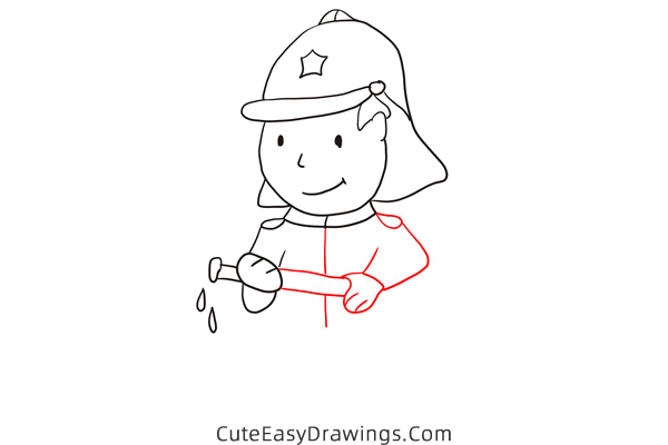 how to draw a firefighter - www.cuteeasydrawings.com