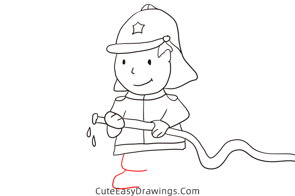 how to draw a firefighter - www.cuteeasydrawings.com