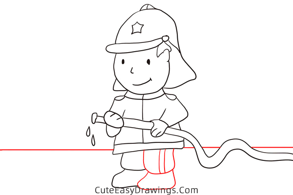 how to draw a firefighter - www.cuteeasydrawings.com