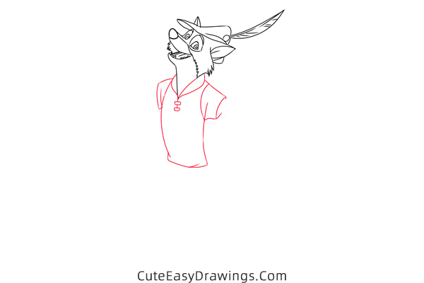 how to draw robin hood the fox - www.cuteeasydrawings.com