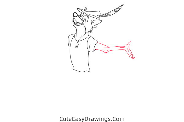 how to draw robin hood the fox - www.cuteeasydrawings.com