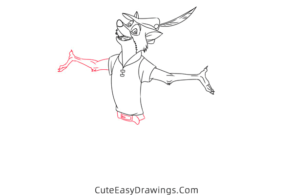 how to draw robin hood the fox - www.cuteeasydrawings.com