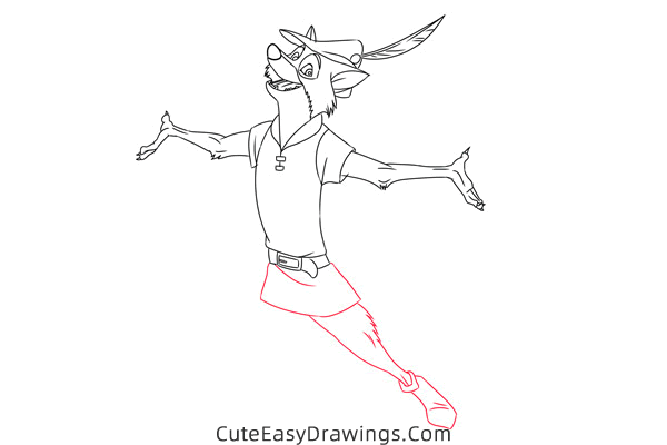 how to draw robin hood the fox - www.cuteeasydrawings.com