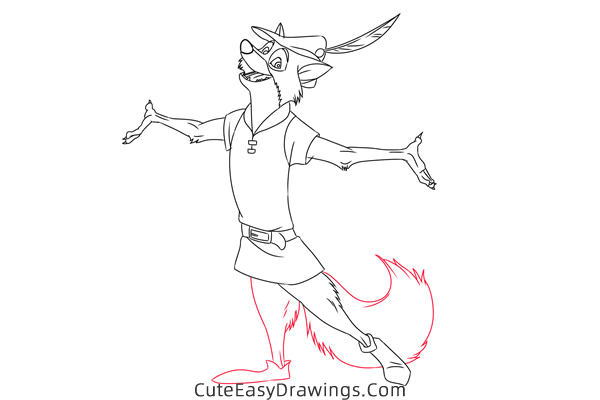 how to draw robin hood the fox - www.cuteeasydrawings.com