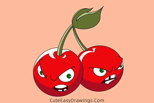 how to draw cherry bomb from plants vs zombies - www.cuteeasydrawings.com