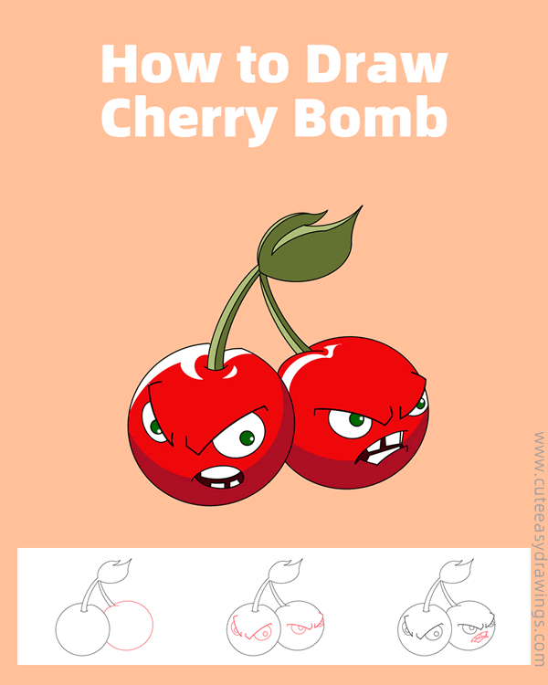 how to draw cherry bomb from plants vs zombies - www.cuteeasydrawings.com