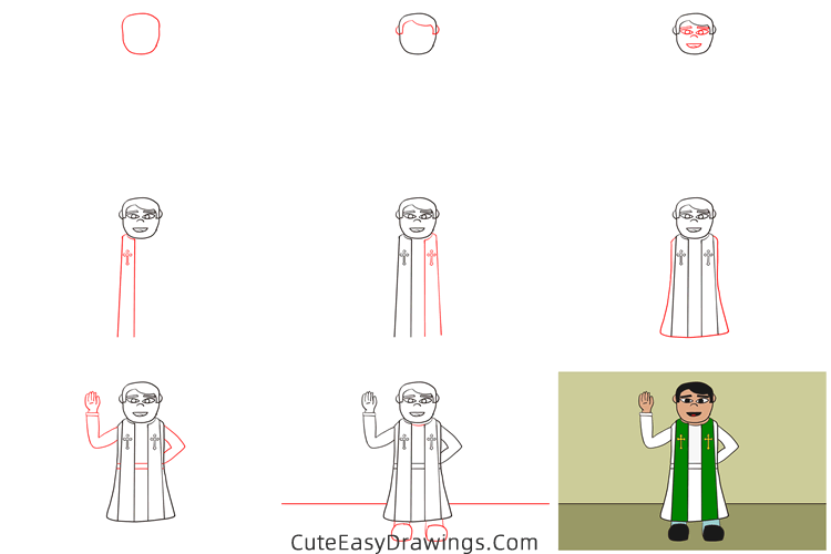 how to draw a pastor - www.cuteeasydrawings.com