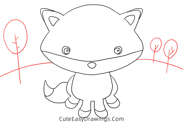 how to draw a cute fox - www.cuteeasydrawings.com