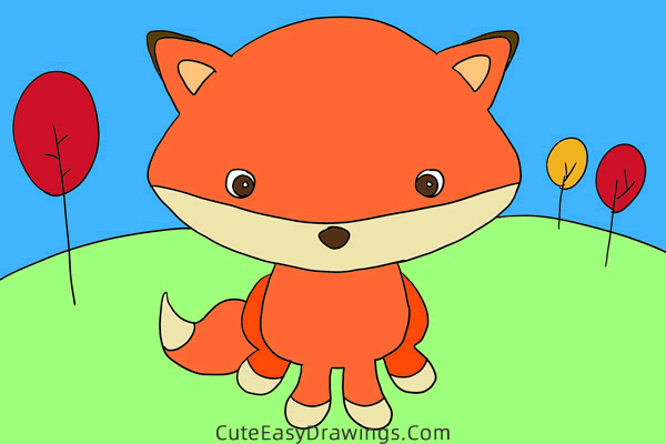 how to draw a cute fox - www.cuteeasydrawings.com