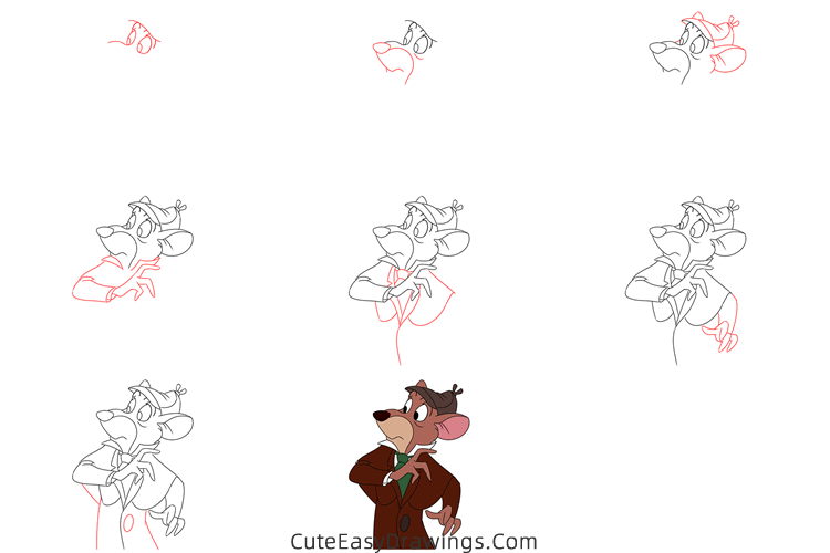how to draw basil from the great mouse detective - www.cuteeasydrawings.com