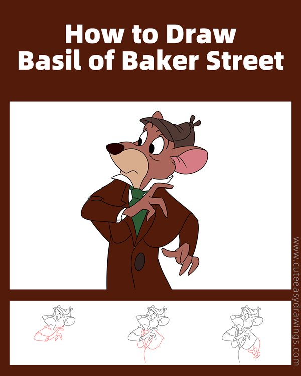 how to draw basil from the great mouse detective - www.cuteeasydrawings.com
