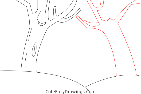 how to draw a snowy night - www.cuteeasydrawings.com