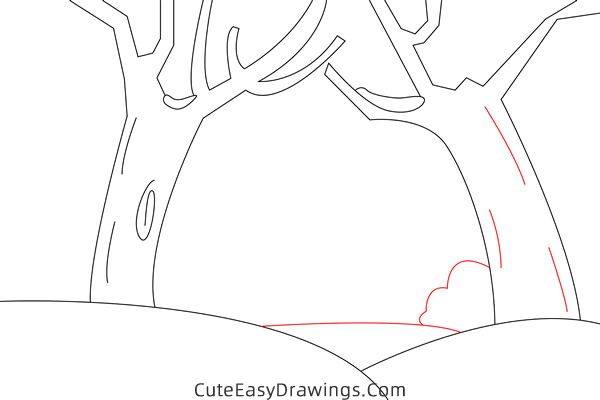 how to draw a snowy night - www.cuteeasydrawings.com