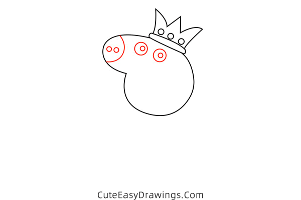 how to draw peppa pig wearing crown - www.cuteeasydrawings.com