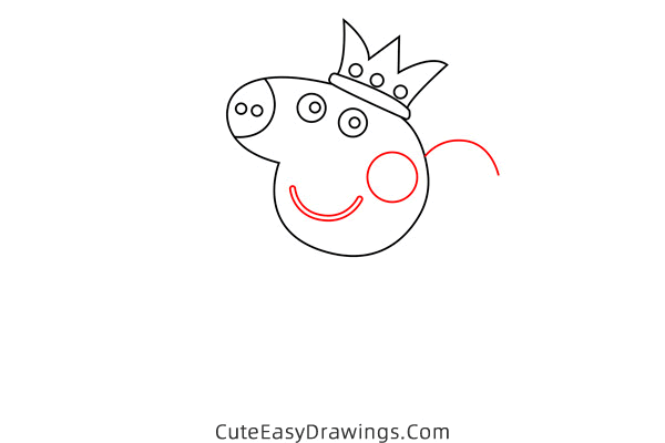 how to draw peppa pig wearing crown - www.cuteeasydrawings.com