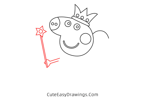 how to draw peppa pig wearing crown - www.cuteeasydrawings.com