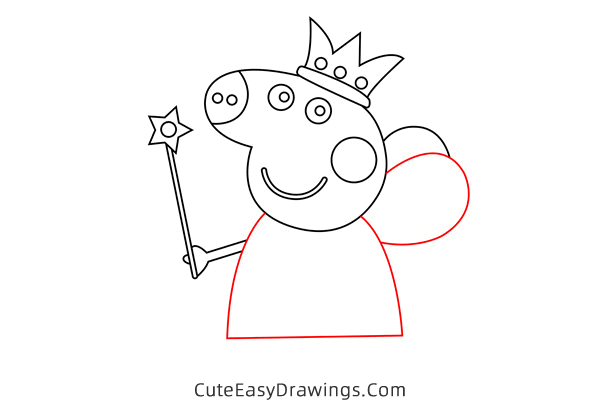 how to draw peppa pig wearing crown - www.cuteeasydrawings.com