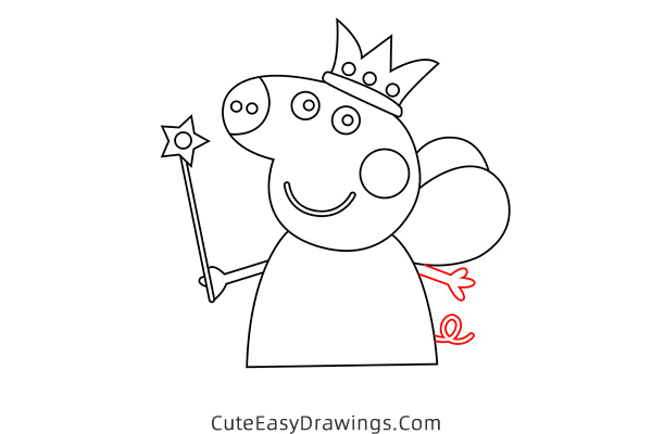 how to draw peppa pig wearing crown - www.cuteeasydrawings.com