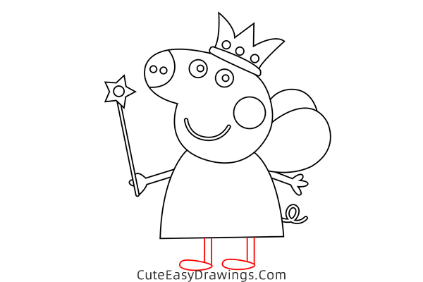 how to draw peppa pig wearing crown - www.cuteeasydrawings.com