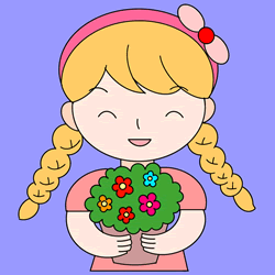 How to Draw a Girl with Flowers Step by Step