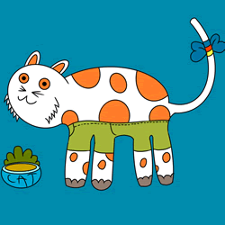 How to Draw a Cat Eating Step by Step