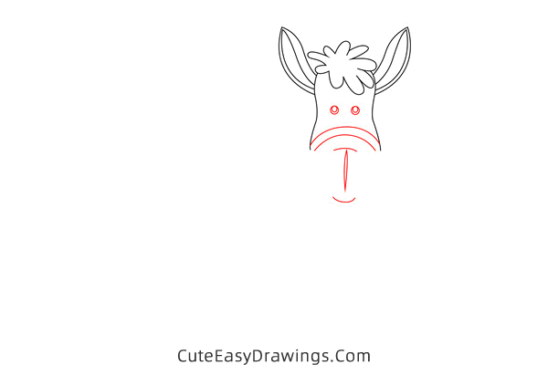 how to draw a cartoon donkey - www.cuteeasydrawings.com