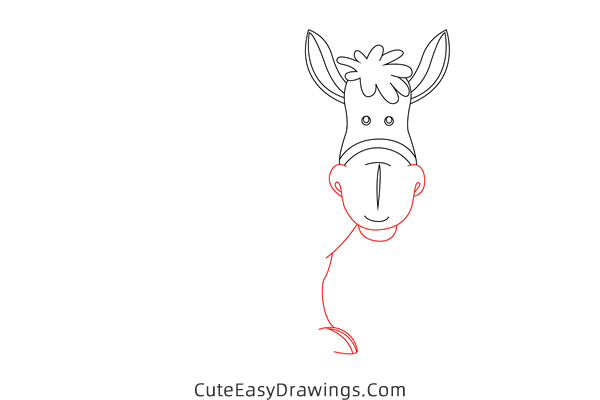 how to draw a cartoon donkey - www.cuteeasydrawings.com