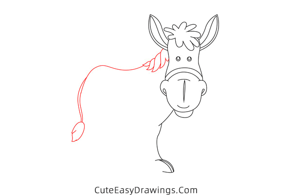 how to draw a cartoon donkey - www.cuteeasydrawings.com