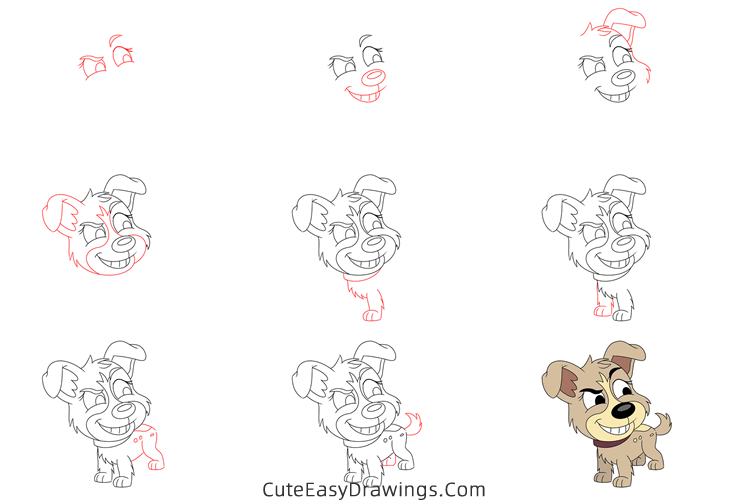 how to draw pepper from pound puppies - www.cuteeasydrawings.com
