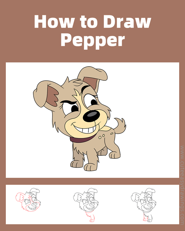 how to draw pepper from pound puppies - www.cuteeasydrawings.com