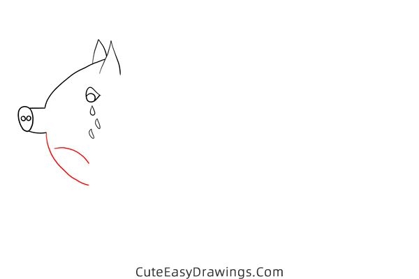 how to draw a sad pig - www.cuteeasydrawings.com