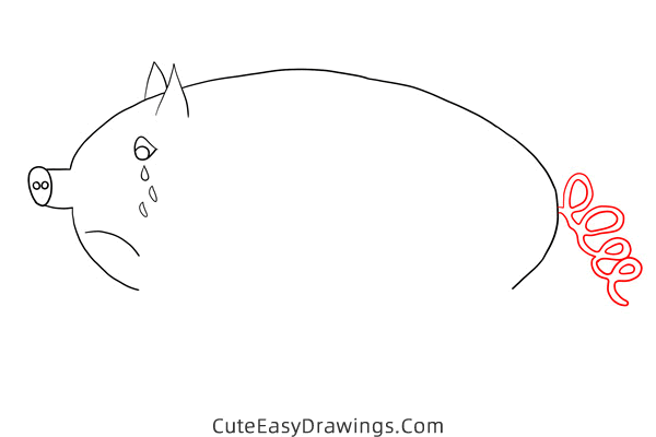 how to draw a sad pig - www.cuteeasydrawings.com