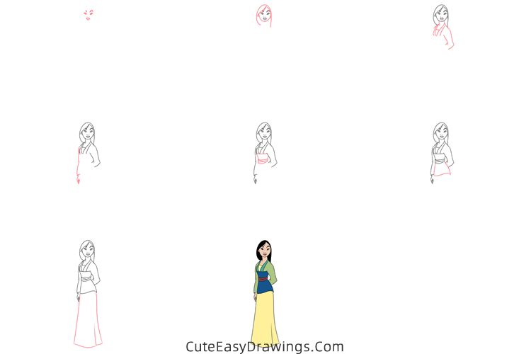 how to draw fa mulan - www.cuteeasydrawings.com