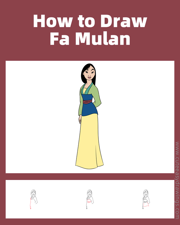 how to draw fa mulan - www.cuteeasydrawings.com
