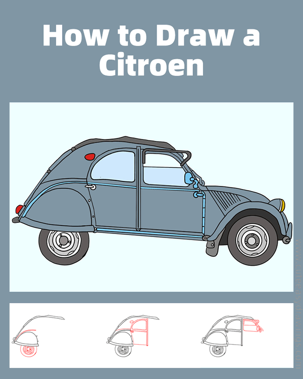 how to draw a citroen - www.cuteeasydrawings.com
