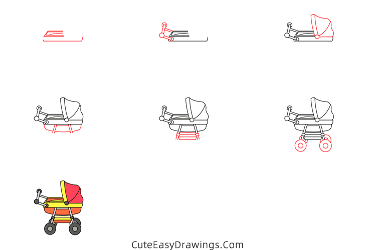 how to draw a stroller - www.cuteeasydrawings.com