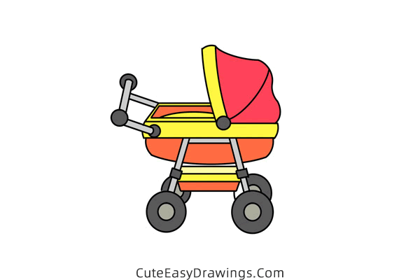 how to draw a stroller - www.cuteeasydrawings.com