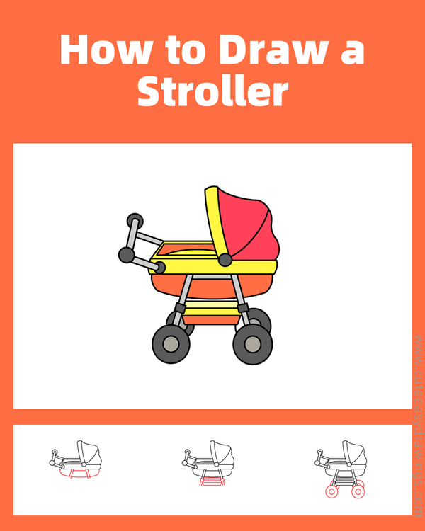 how to draw a stroller - www.cuteeasydrawings.com
