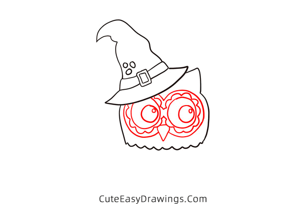 how to draw an owl in halloween - www.cuteeasydrawings.com