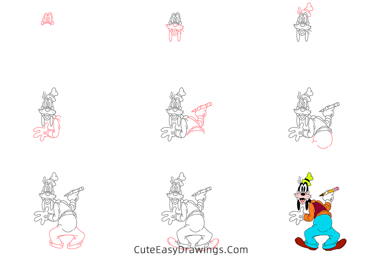 how to draw goofy goof - www.cuteeasydrawings.com