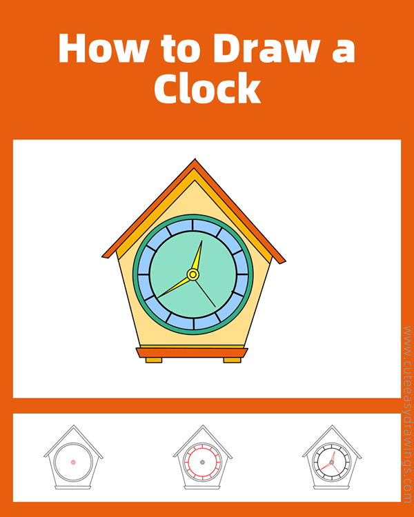 how to draw a clock - www.cuteeasydrawings.com
