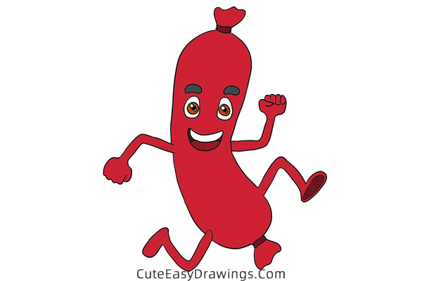 how to draw a sausage - www.cuteeasydrawings.com