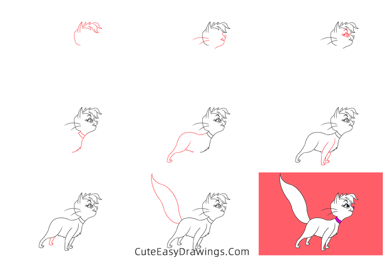 how to draw mewsette from the side - www.cuteeasydrawings.com