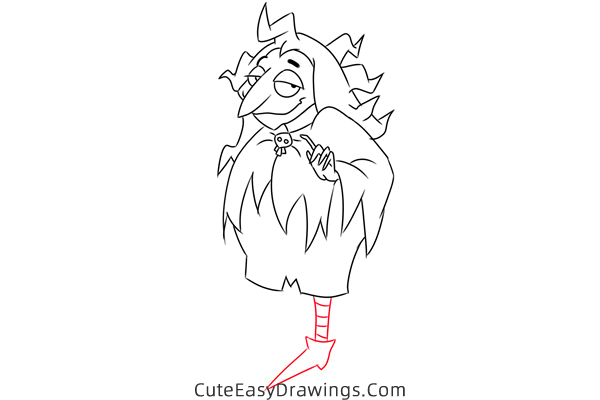 how to draw granny frump from the addams family - www.cuteeasydrawings.com