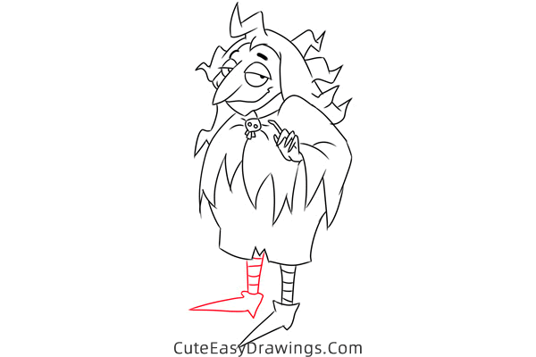 how to draw granny frump from the addams family - www.cuteeasydrawings.com