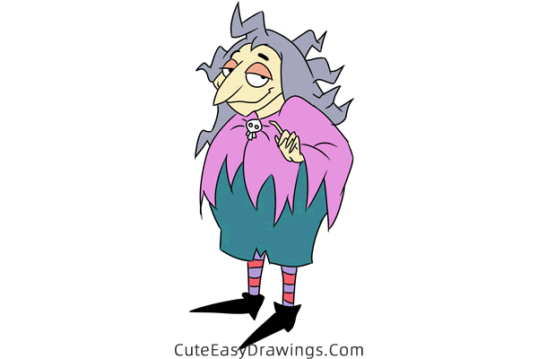 how to draw granny frump from the addams family - www.cuteeasydrawings.com