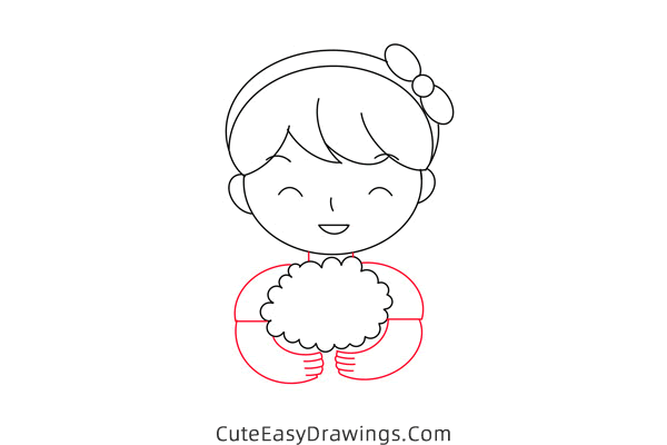 how to draw a girl with flowers - www.cuteeasydrawings.com