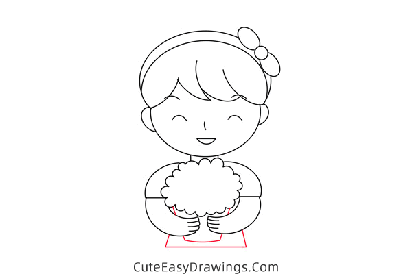 how to draw a girl with flowers - www.cuteeasydrawings.com